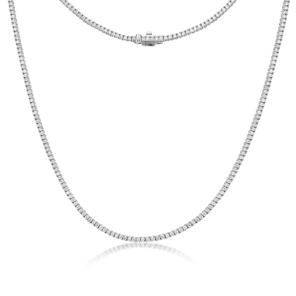 Diamond Tennis Necklace (4.00 ct.) 2.20 mm 4-Prongs Setting in 14K Gold   Chain Extender