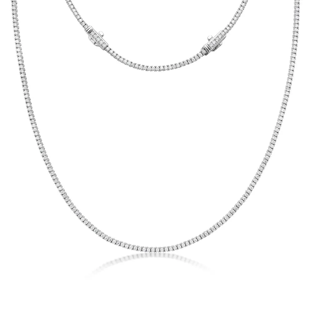 Diamond Tennis Necklace (4.00 ct.) 2.20 mm 4-Prongs Setting in 14K Gold   Chain Extender