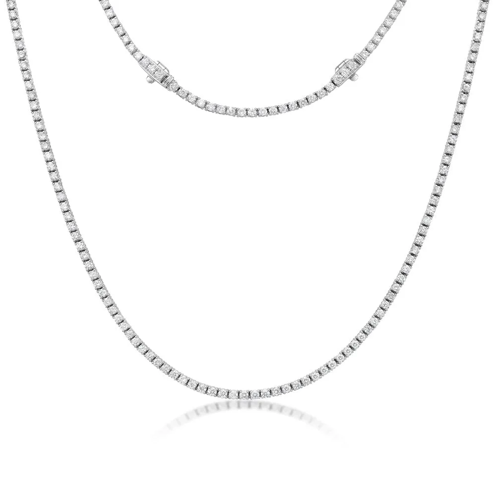 Diamond Tennis Necklace (5.50 ct.) 2.50 mm 4-Prongs Setting in 14K Gold   Chain Extender