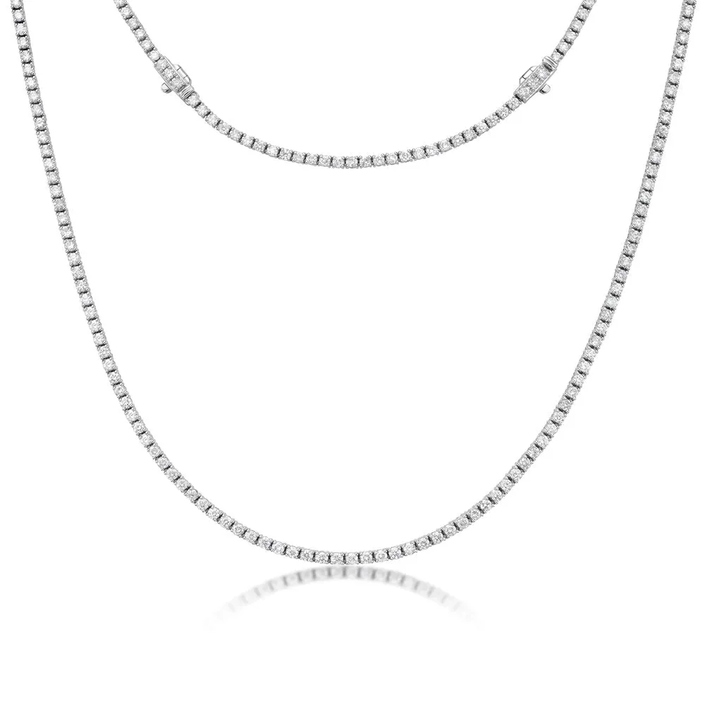 Diamond Tennis Necklace (5.50 ct.) 2.50 mm 4-Prongs Setting in 14K Gold   Chain Extender