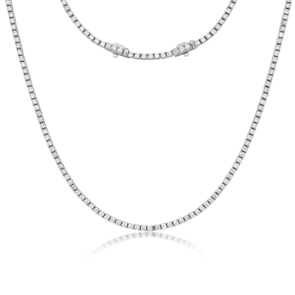 Diamond Tennis Necklace (5.50 ct.) 2.50 mm 4-Prongs Setting in 14K Gold   Chain Extender