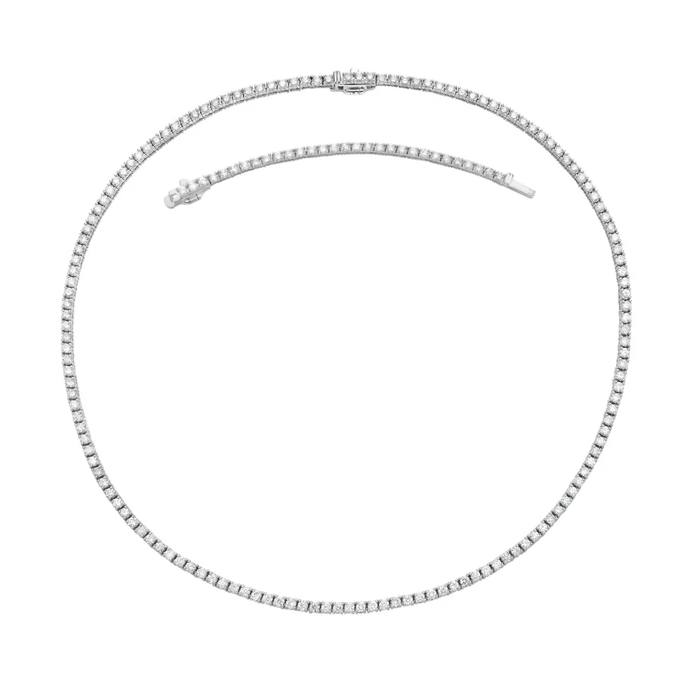 Diamond Tennis Necklace (5.50 ct.) 2.50 mm 4-Prongs Setting in 14K Gold   Chain Extender