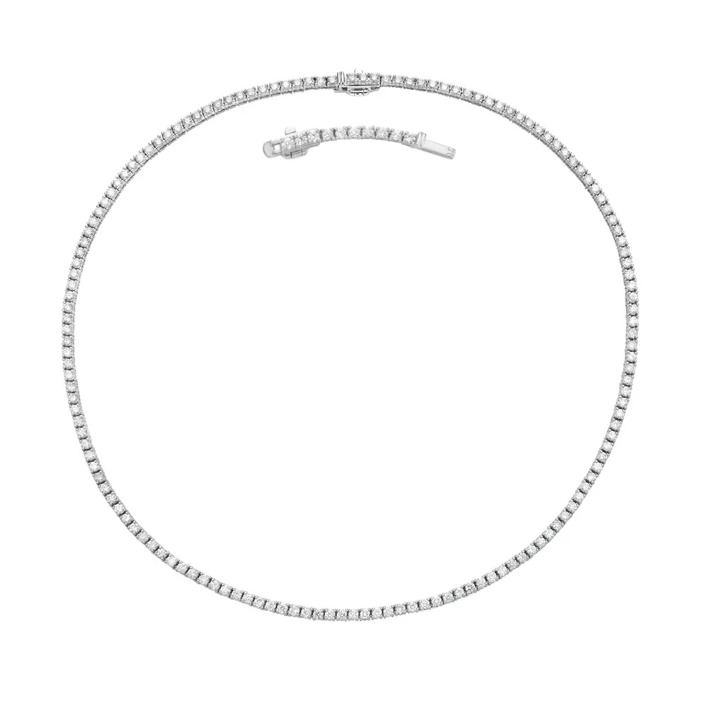 Diamond Tennis Necklace (5.50 ct.) 2.50 mm 4-Prongs Setting in 14K Gold   Chain Extender