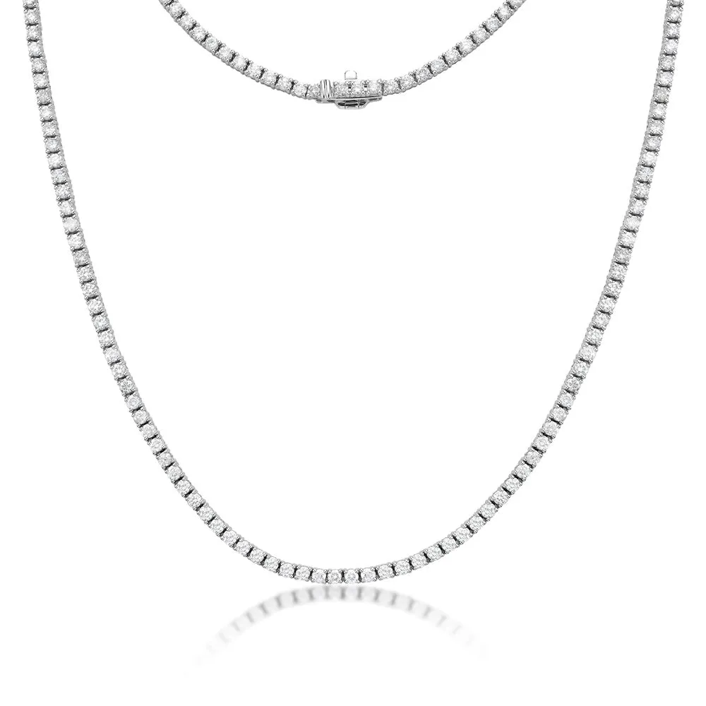 Diamond Tennis Necklace (5.50 ct.) 2.50 mm 4-Prongs Setting in 14K Gold   Chain Extender