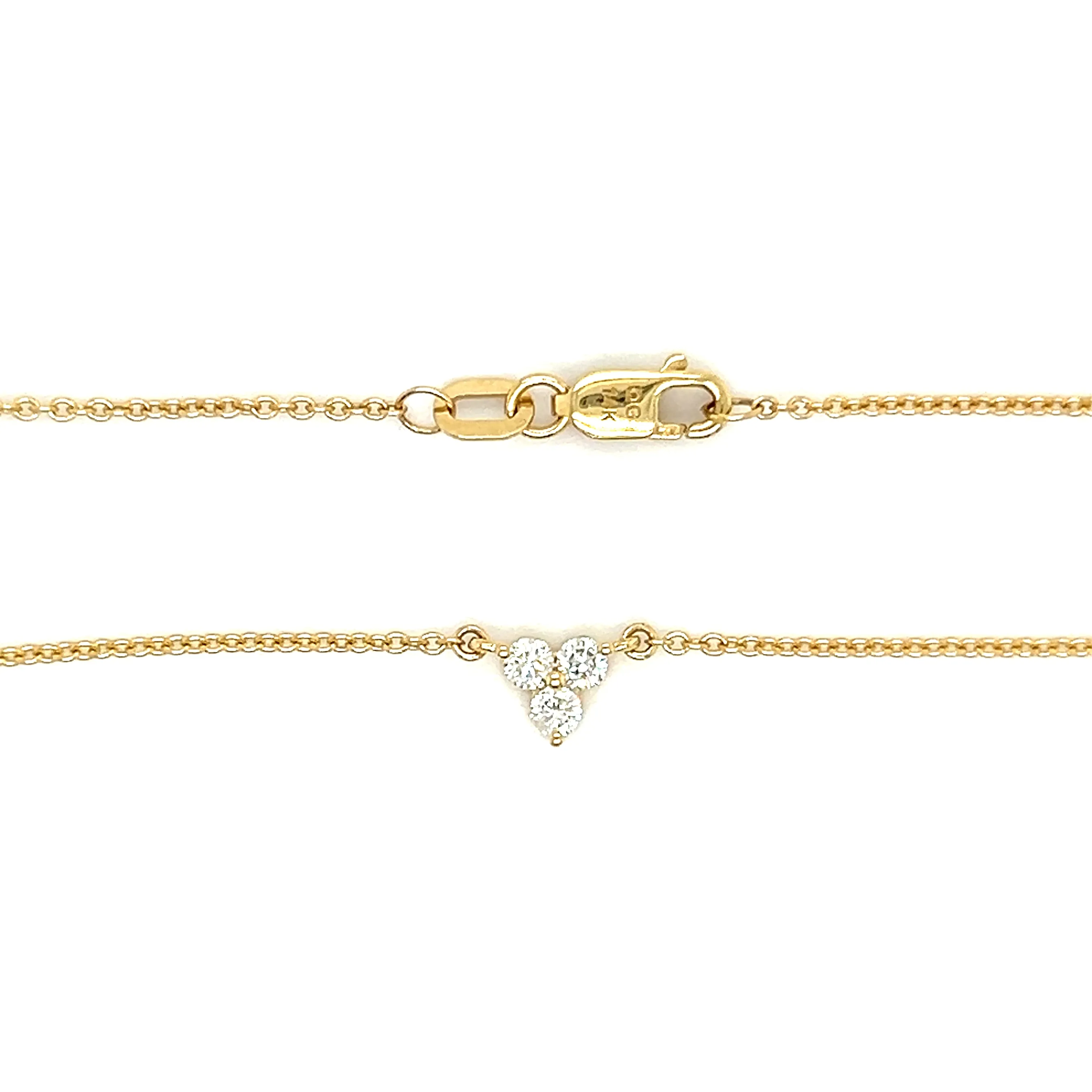 Diamond Trio Station Necklace with 0.9ctw of Diamonds in 14K Yellow Gold