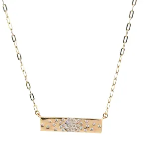 Diamond Yellow Gold Bar Paperclip Necklace