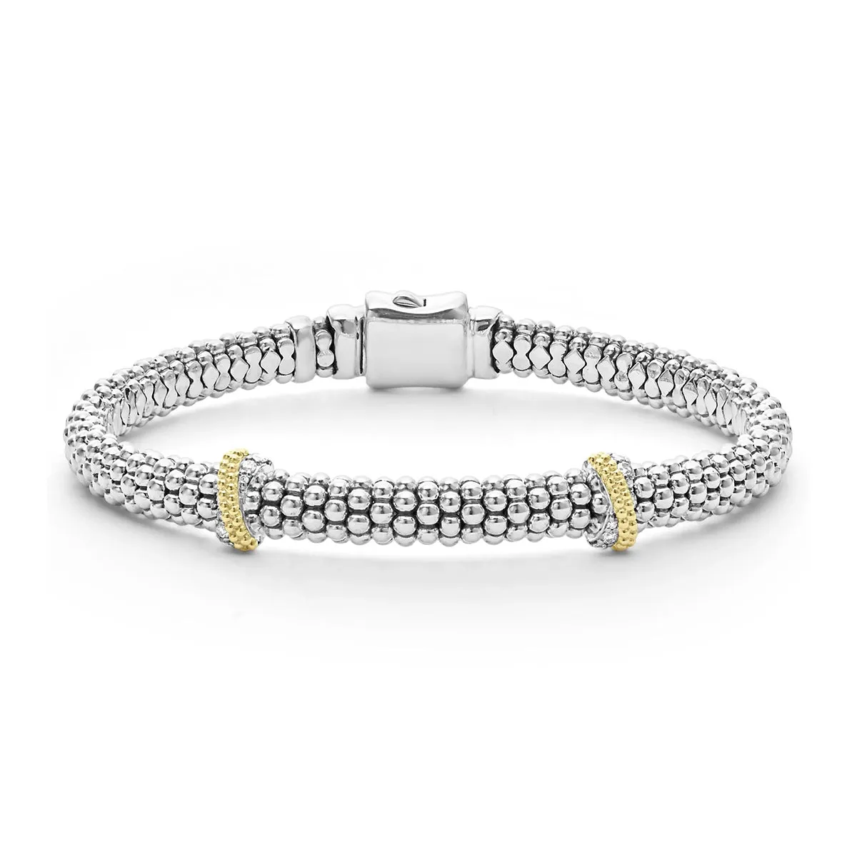 Double X Caviar Diamond Bracelet