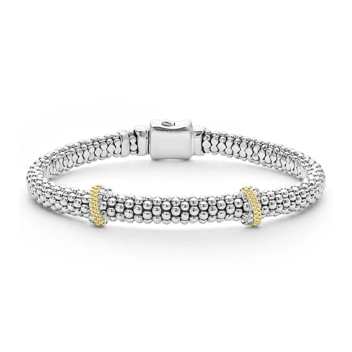 Double X Caviar Diamond Bracelet