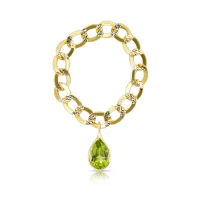 Drop Gemstone Cuban Chain Ring (Peridot)