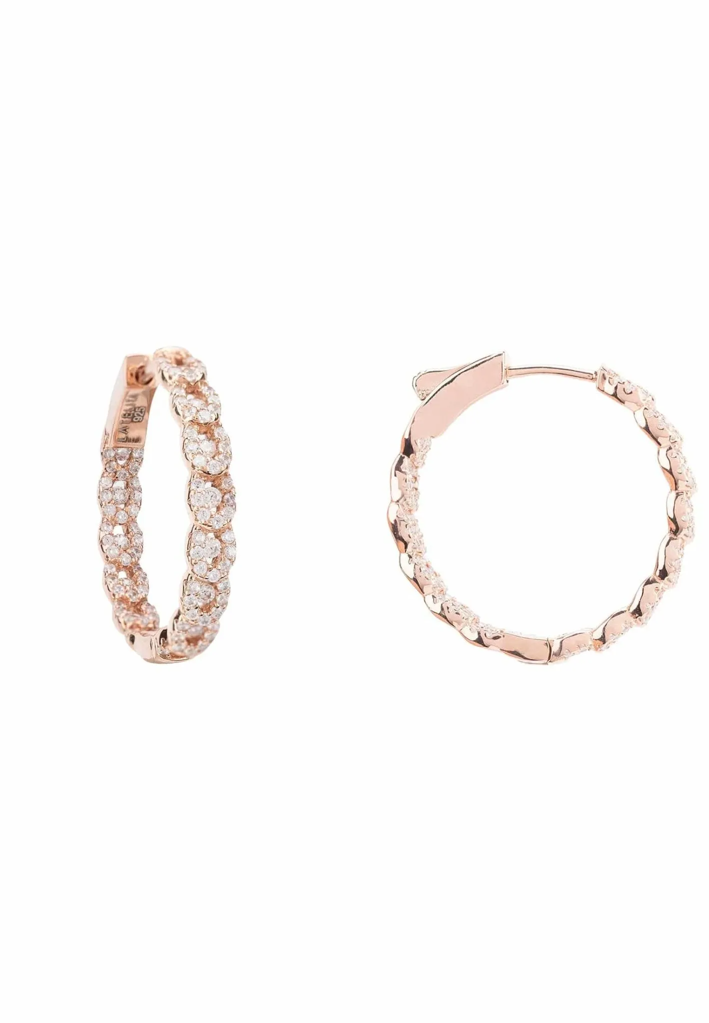 Duchess Hoop Earrings Rosegold White Cz