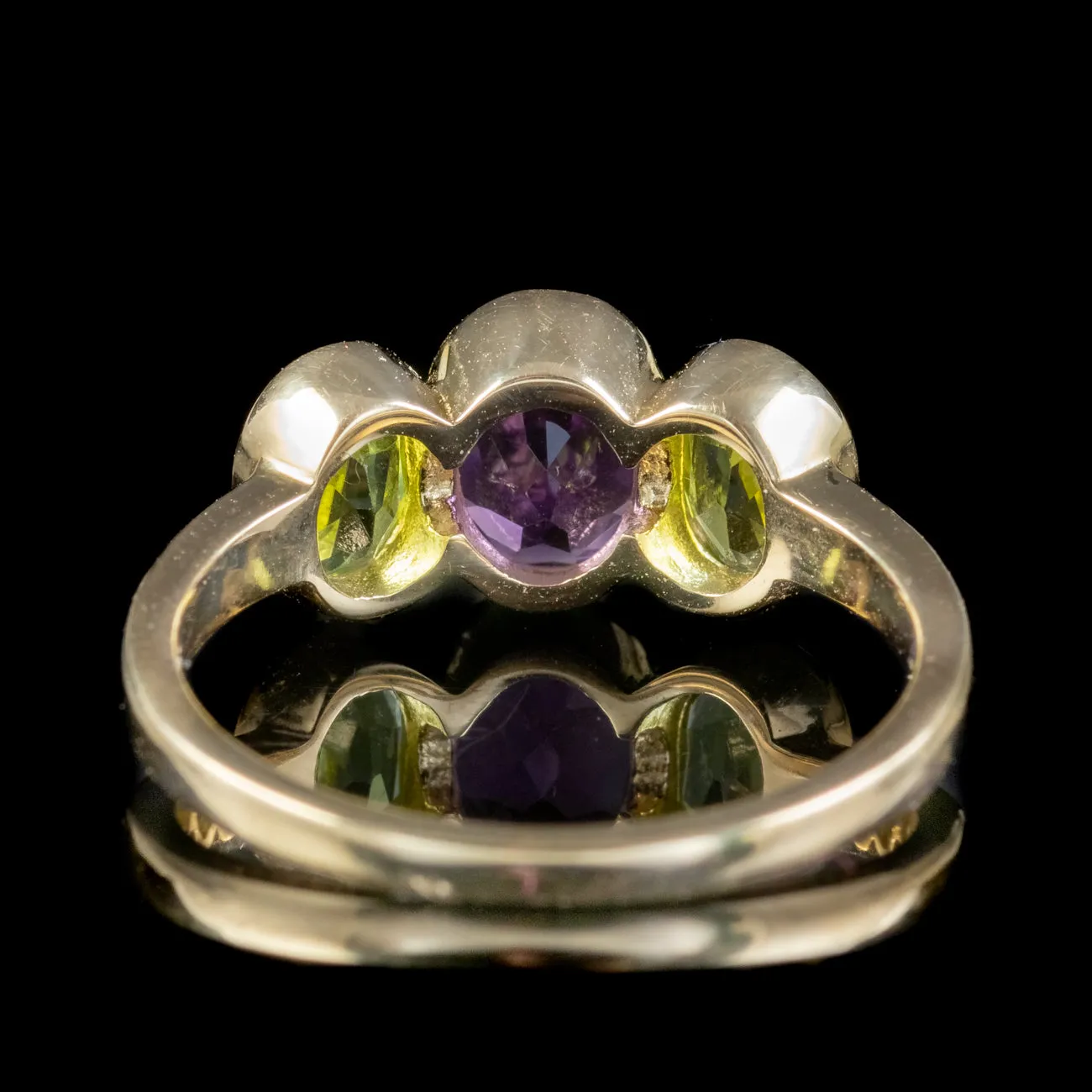 Edwardian Style Suffragette Trilogy Ring Amethyst Peridot