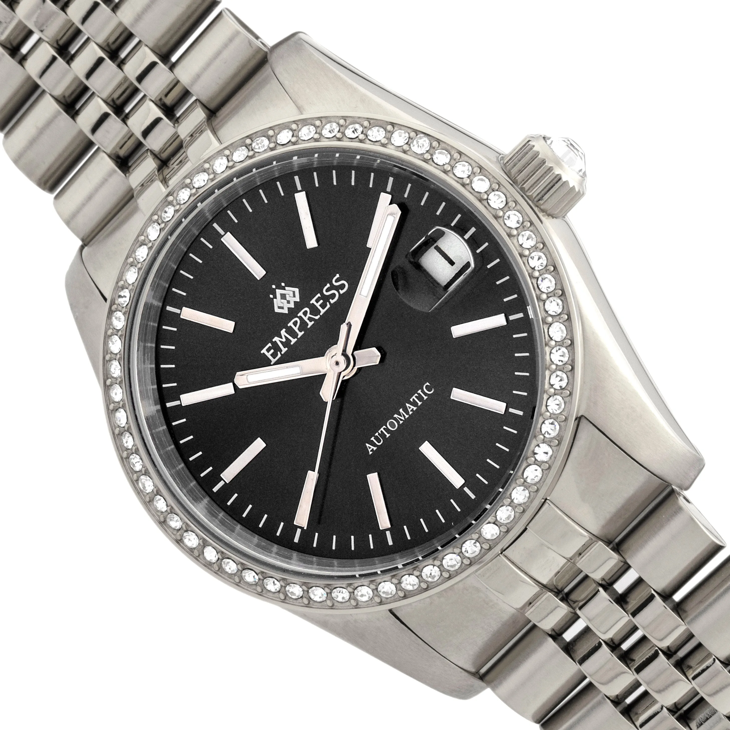 Empress Constance Automatic Bracelet Watch w/Date - Silver/Black