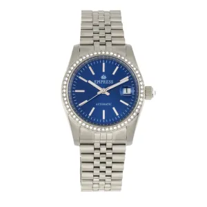 Empress Constance Automatic Bracelet Watch w/Date - Silver/Blue