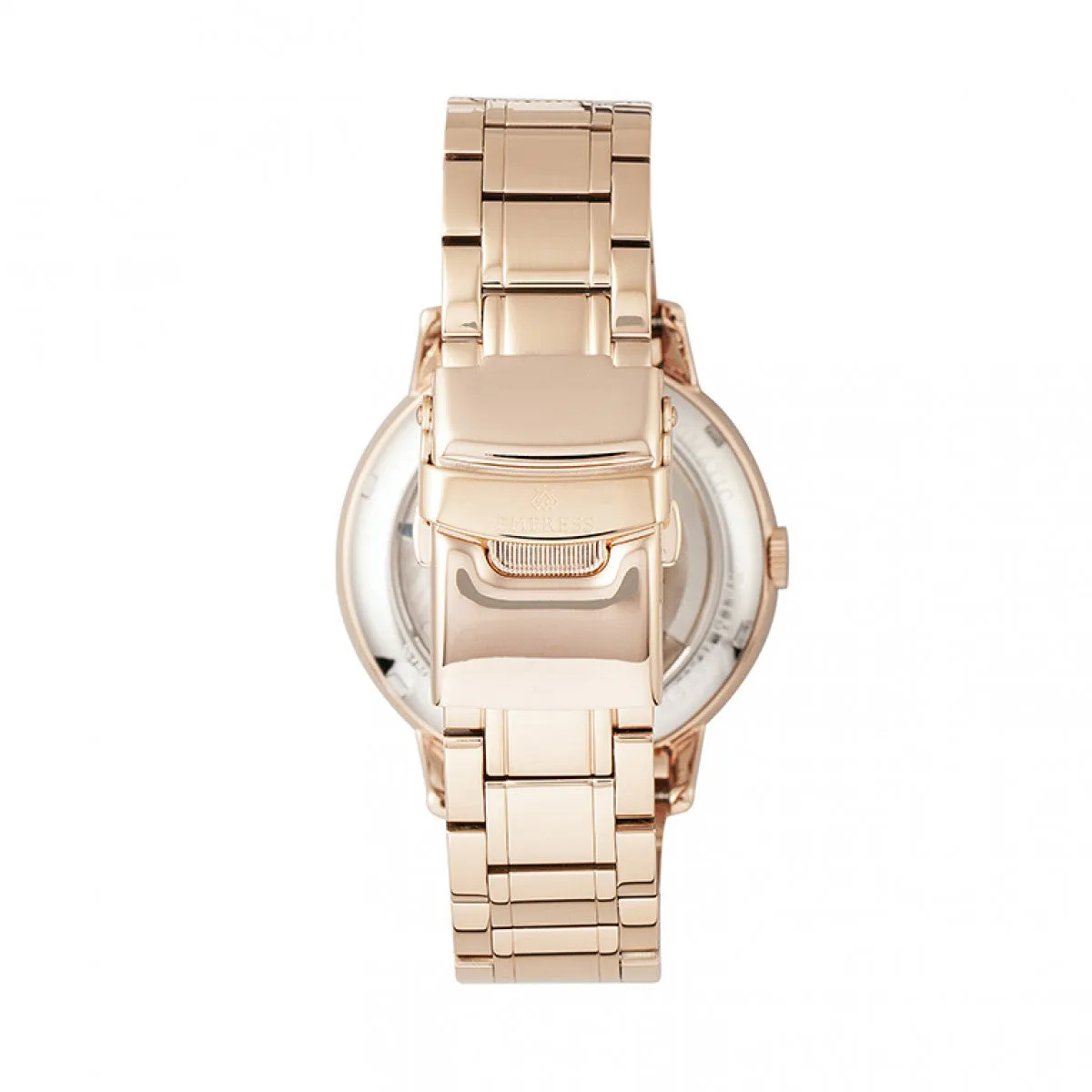 Empress Quinn Automatic MOP Semi-Skeleton Dial Bracelet Watch - Rose Gold