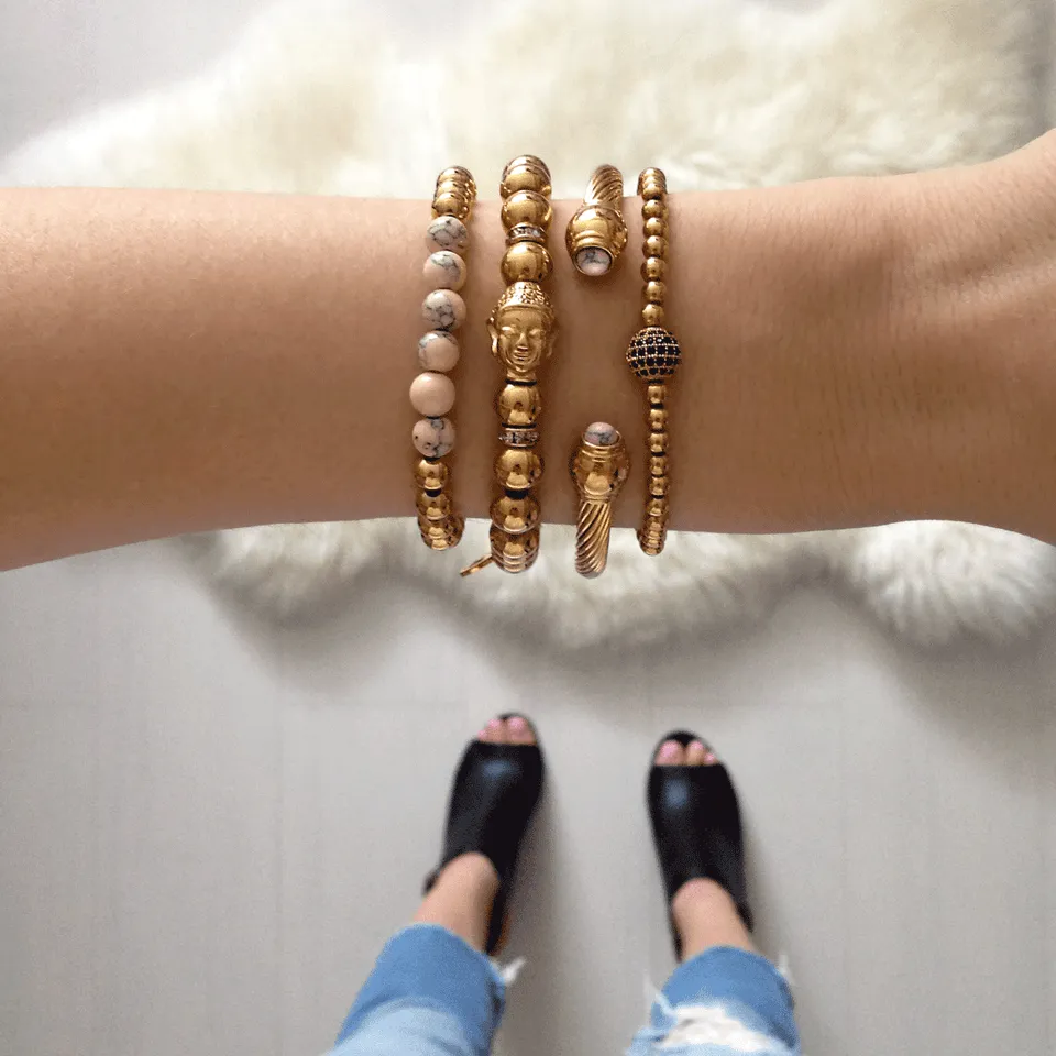 Enthusiastic | 18k Rose Gold | Cream Turquoise | Gemstone Expression Bracelet