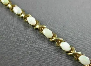 ESTATE AAA OPAL 14KT YELLOW GOLD 3D HANDCRAFTED CLASSIC X LOVE BRACELET #22611