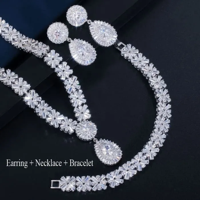 Exclusive Dubai Gold Plate Luxury Cubic Zirconia Jewelry Set