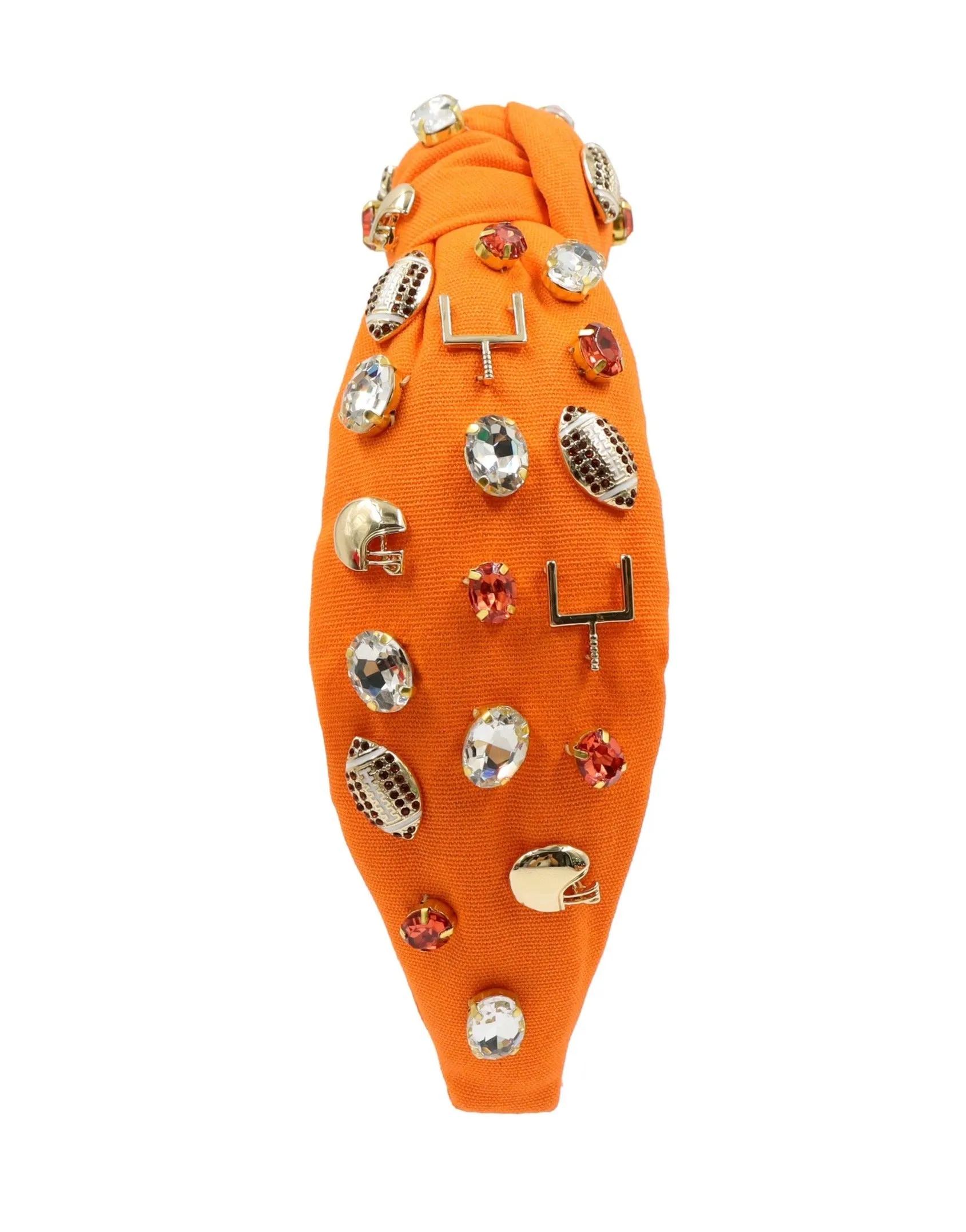 Football Jeweled Knot Headband (Orange)