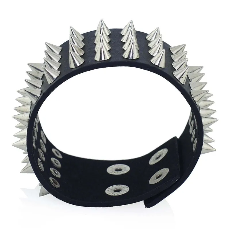 Four Row Stud Leather Bracelet