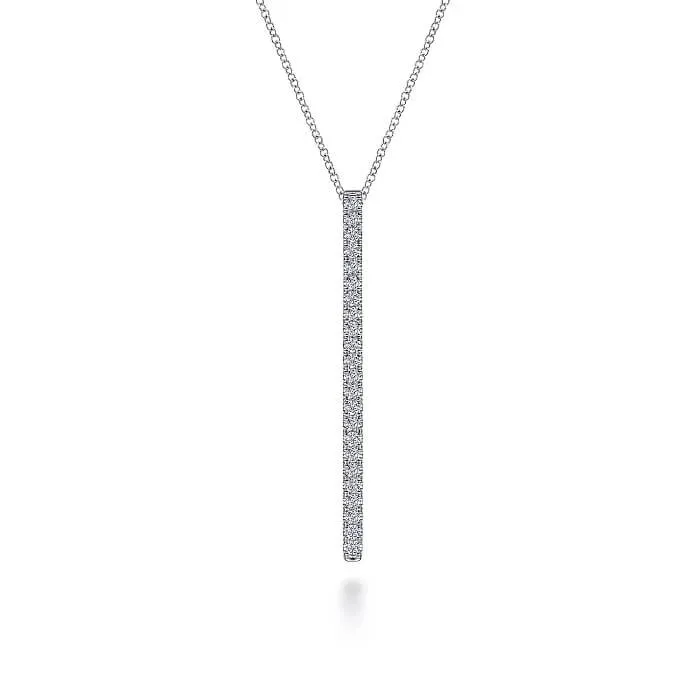 Gabriel 14K White Gold Diamond Bar Pendant Necklace NK6581W45JJ