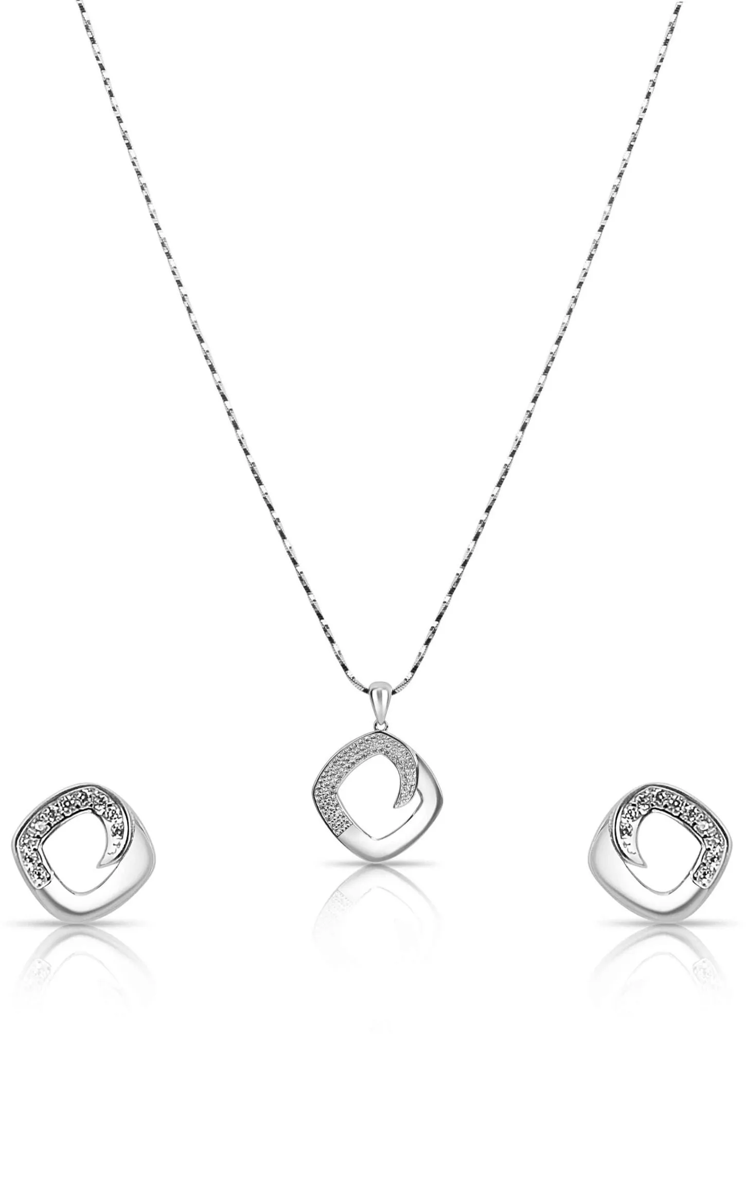 Gem Wave Pandant Set Silver