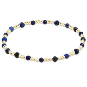 Gemstone Gold Sincerity Pattern 3mm Bead Bracelet - Lapis