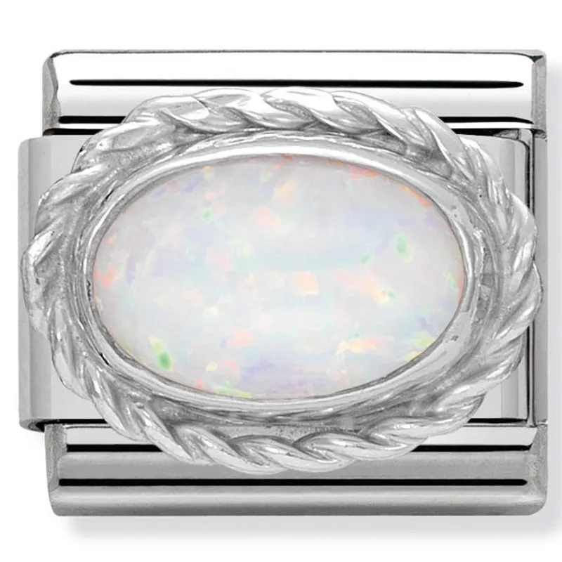 Gemstone - White Opal Silver Charm