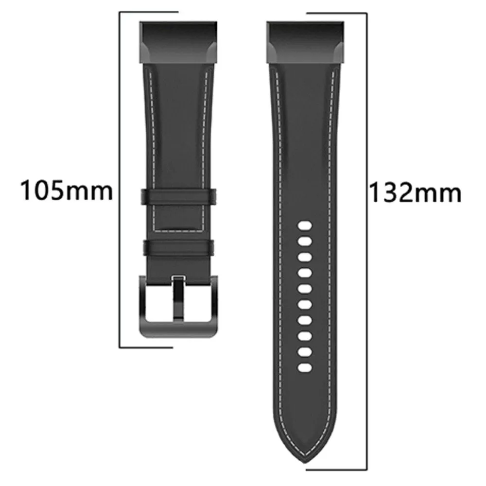 Genuine adjustable leather watch strap for Garmin watch - Grey