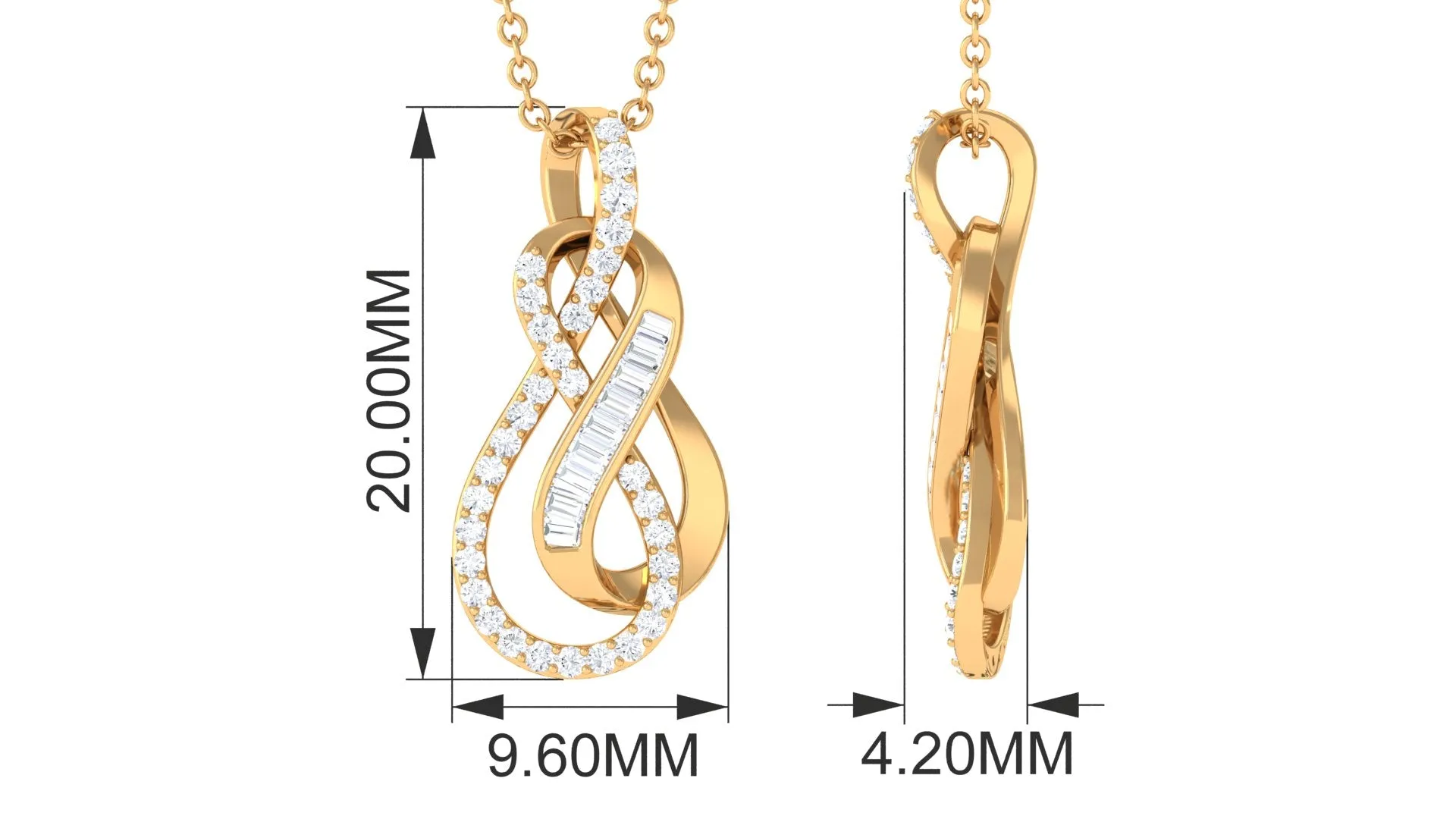 Genuine Diamond Twin Interlocked Infinity Pendant Necklace