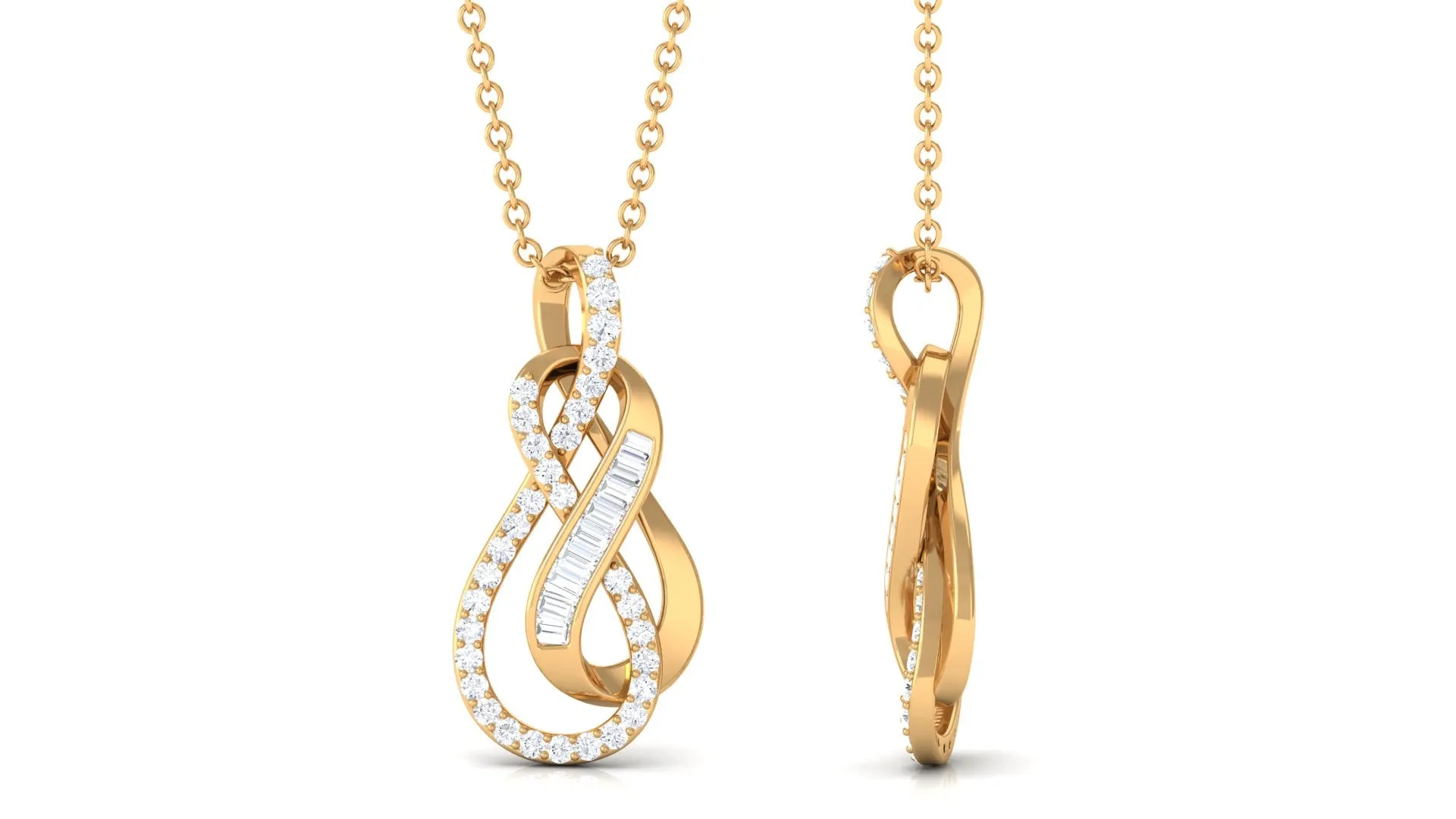 Genuine Diamond Twin Interlocked Infinity Pendant Necklace