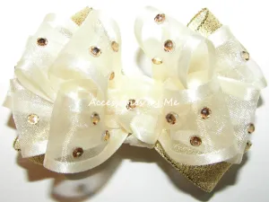 Glitzy Ivory Gold Hair Clip