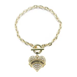 Gold Appaloosa Mom Pave Heart Charm Toggle Bracelet