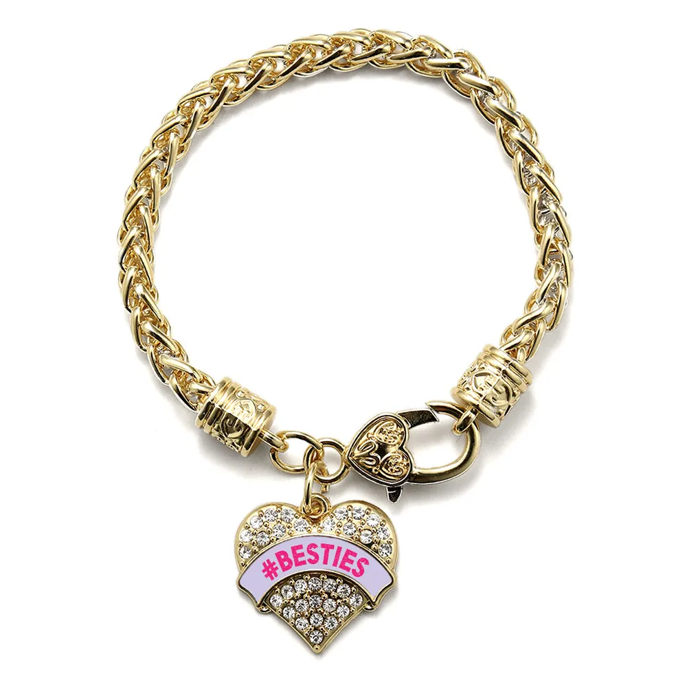 Gold #BESTIES Purple Candy Pave Heart Charm Braided Bracelet