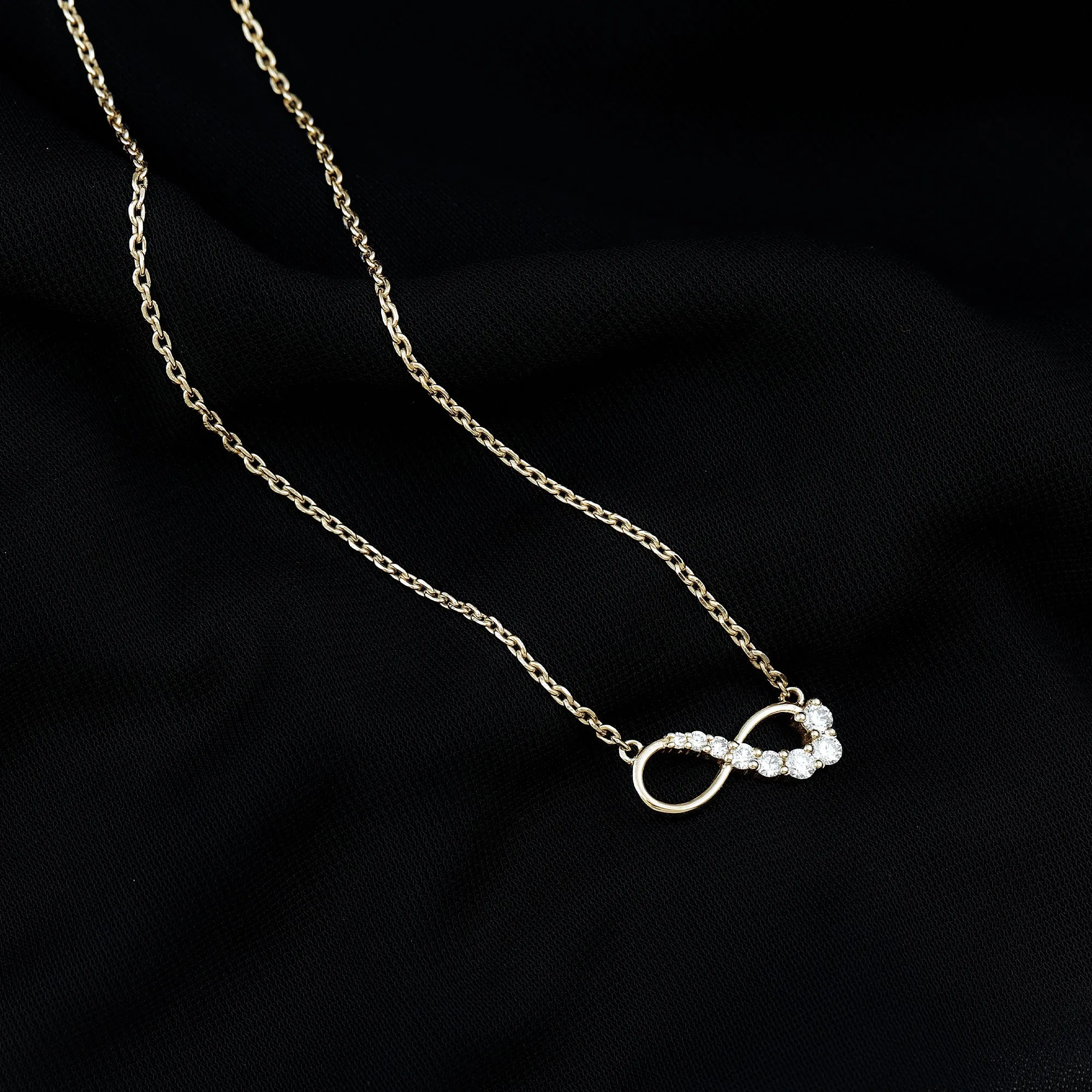 Gold Infinity Pendant Necklace with Diamond For Women