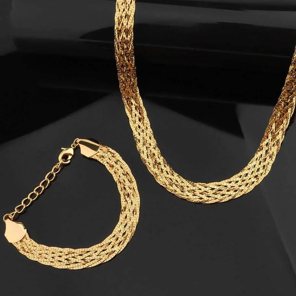 Gold Tres 18K Jewelry Set - Necklace, Bracelet, Earrings