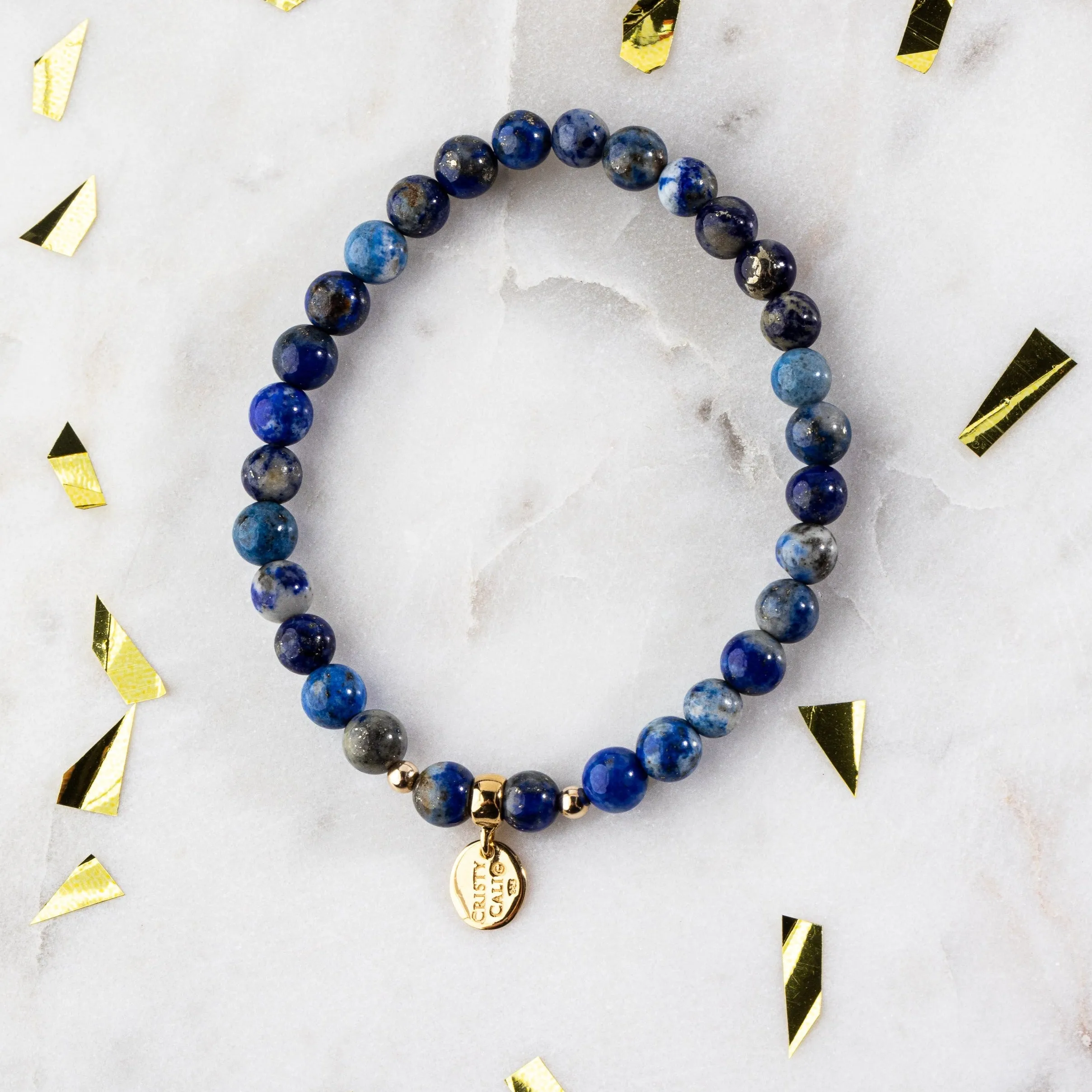 Golden Pixie Dust Blue Lapis Lazuli Signature Stretch Bracelet