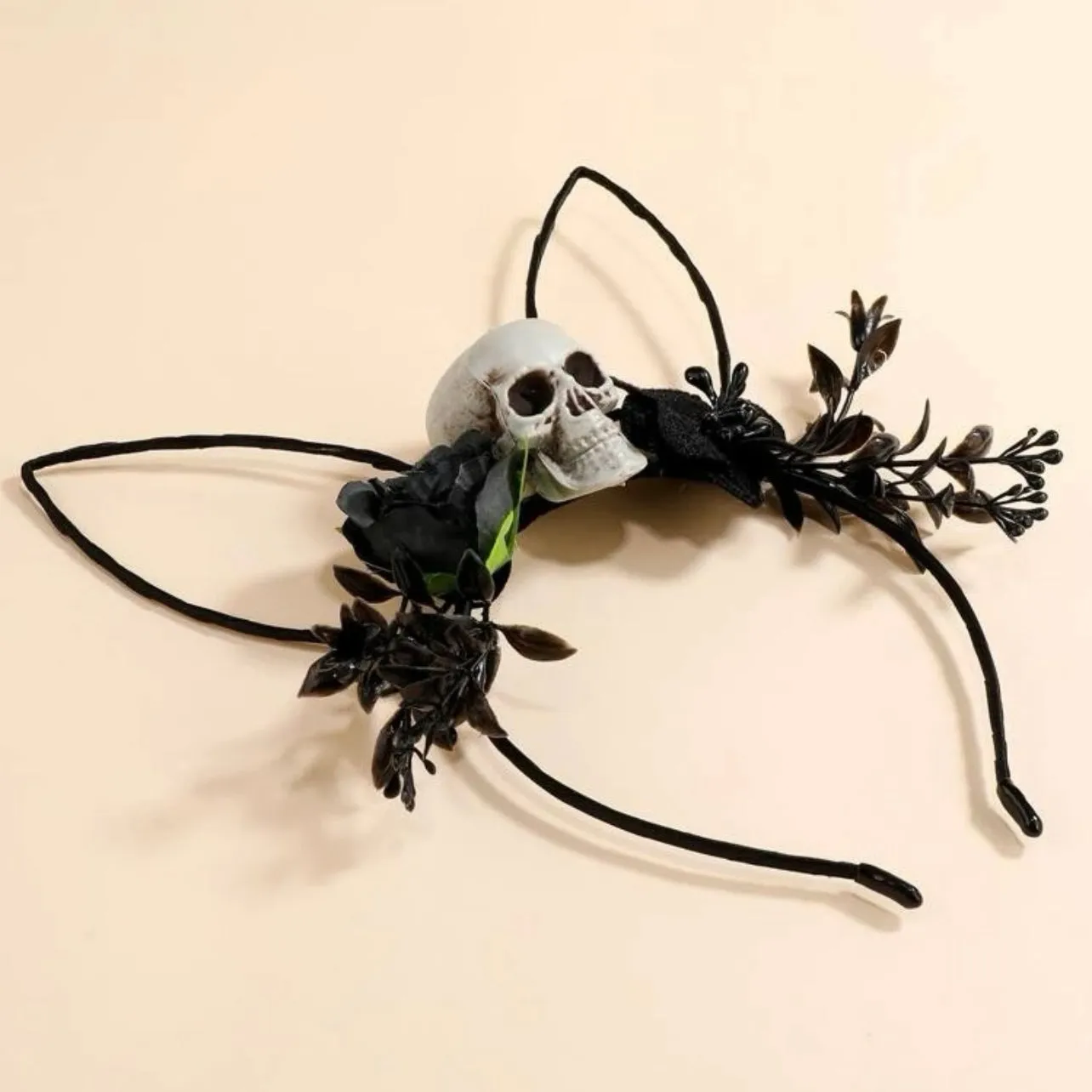 Halloween Headband - Handmade Headpiece, Halloween Headpiece, Skull Bow, Skull Headpiece