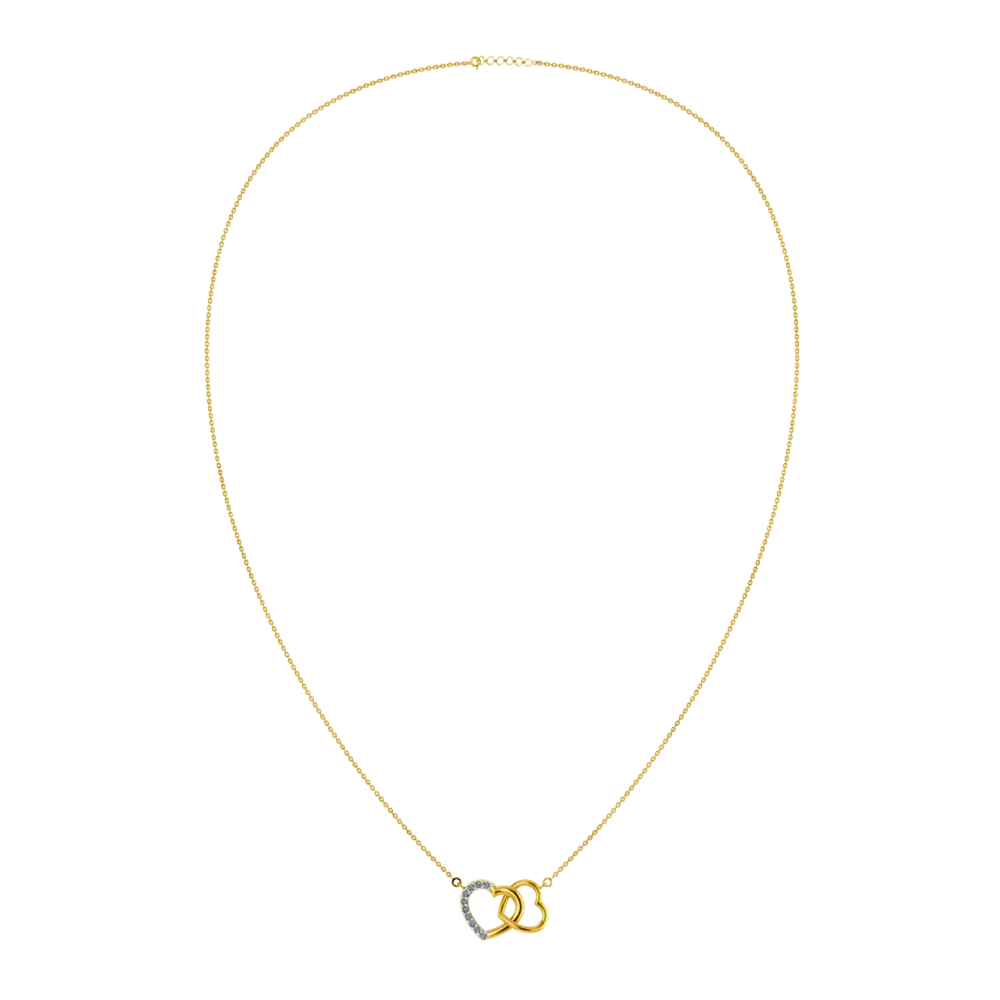 Heart-lock Themed Diamond-studded Gold Necklace