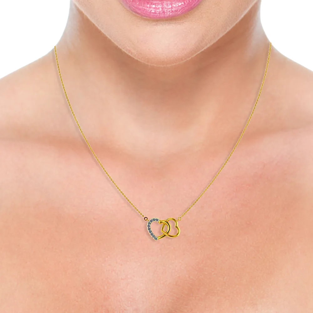 Heart-lock Themed Diamond-studded Gold Necklace