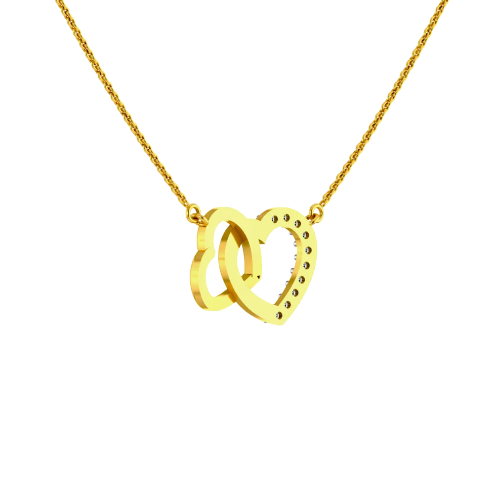 Heart-lock Themed Diamond-studded Gold Necklace