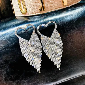 Heart-shape rhinestone earrings--fun