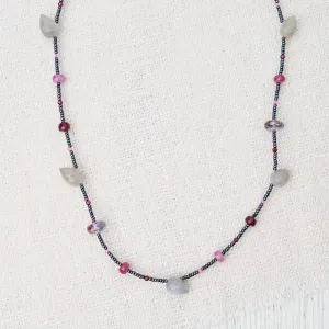 Hematite Glass Bead Station Necklace