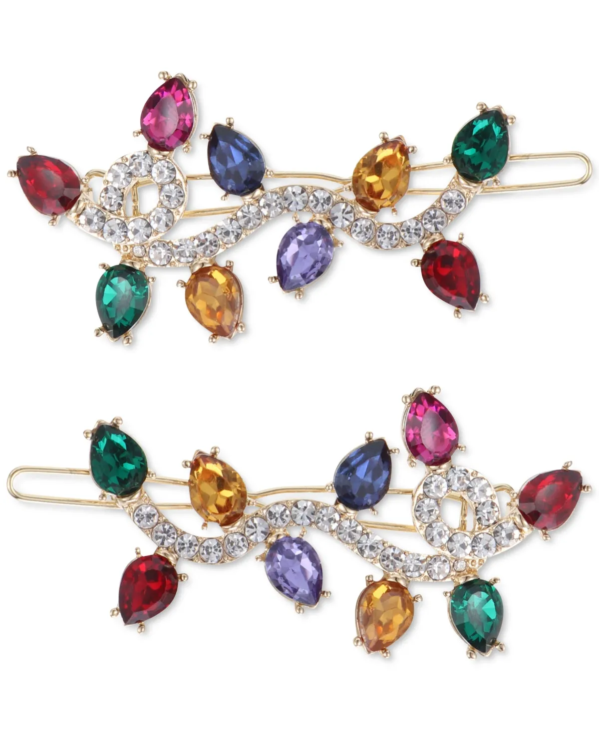 Holiday Lane Gold-Tone 2-PC. Set Multicolor Holiday Lights Barrette