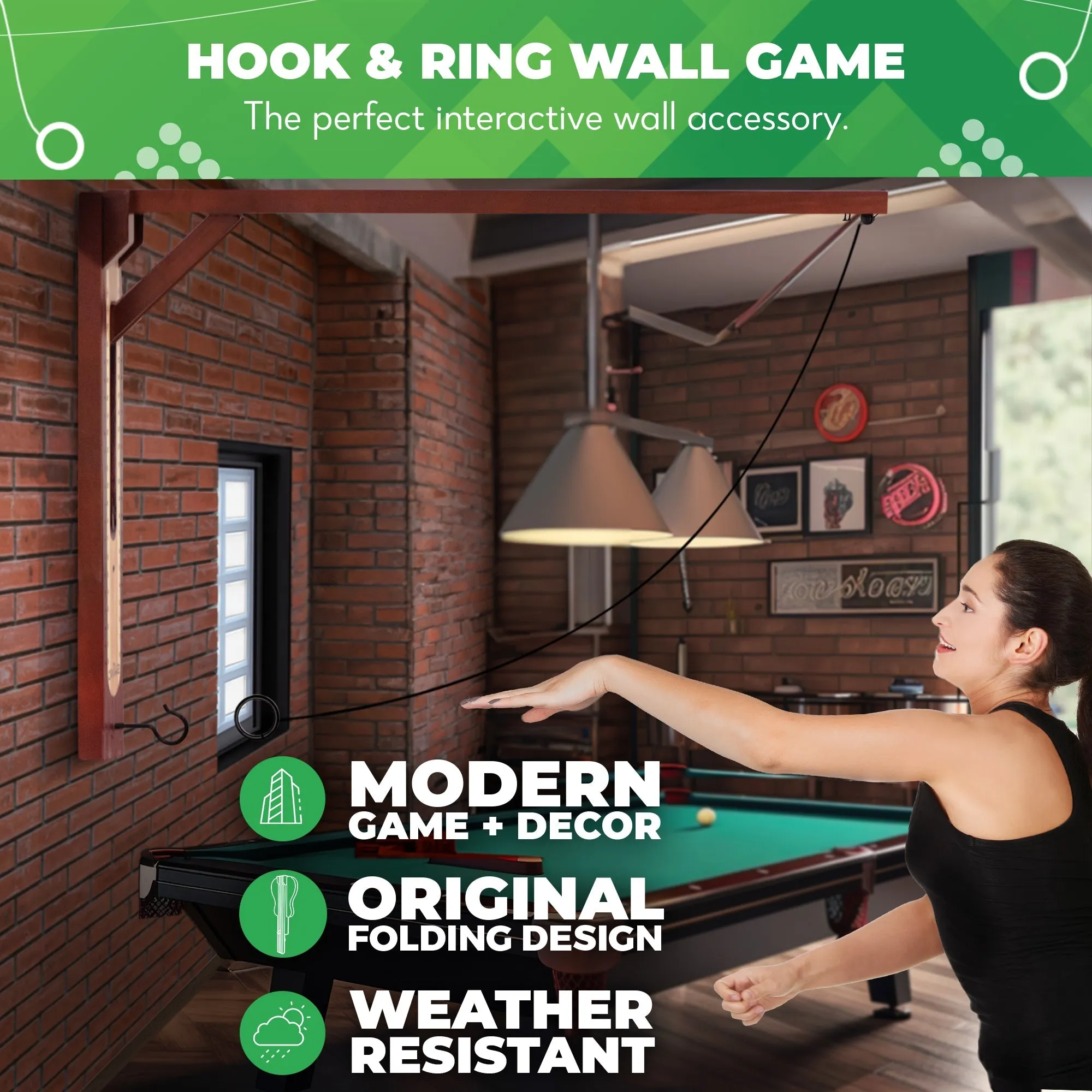 Hook And Ring Game - Wall Mounted Modern Design