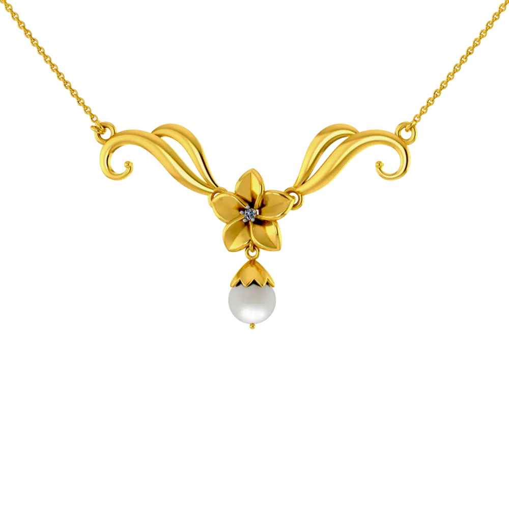 Hypnotic Gold And Diamond Floral Design Necklace