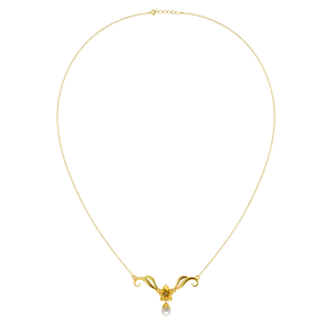 Hypnotic Gold And Diamond Floral Design Necklace