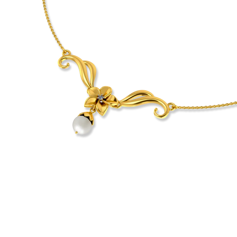 Hypnotic Gold And Diamond Floral Design Necklace