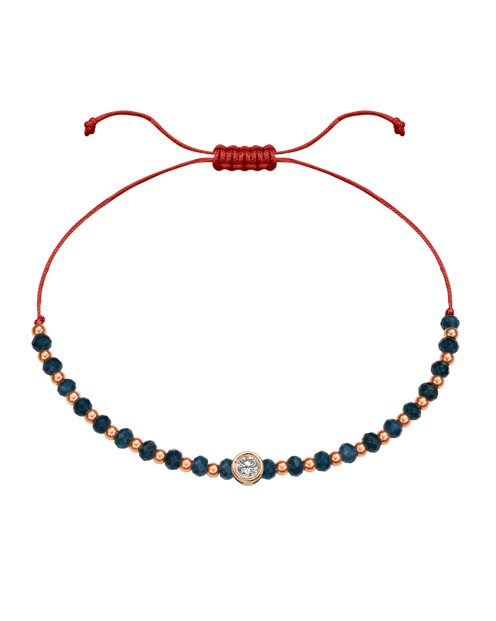 Lapis Gemstone String of Love Bracelet for Wisdom - 14K Rose Gold