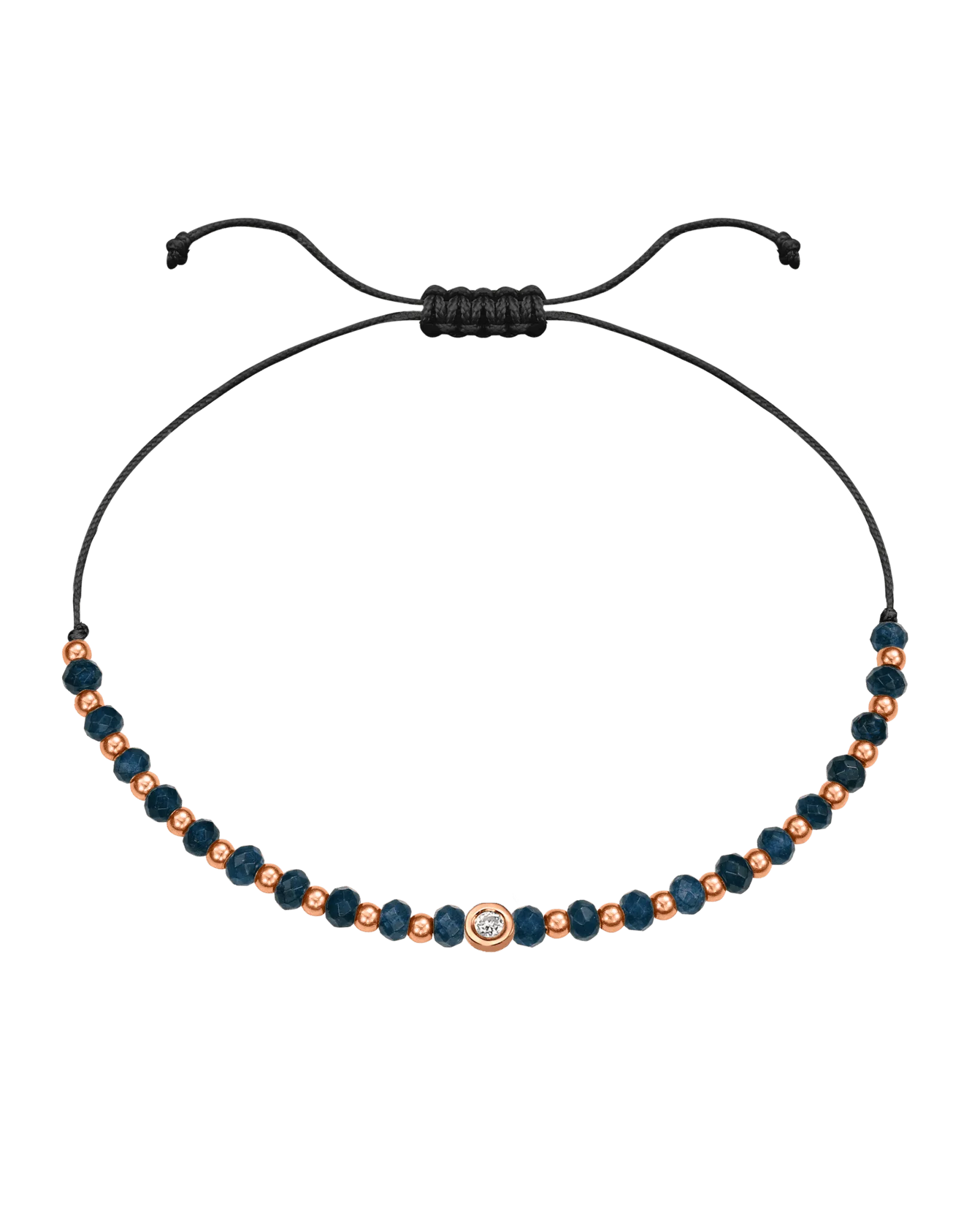 Lapis Gemstone String of Love Bracelet for Wisdom - 14K Rose Gold