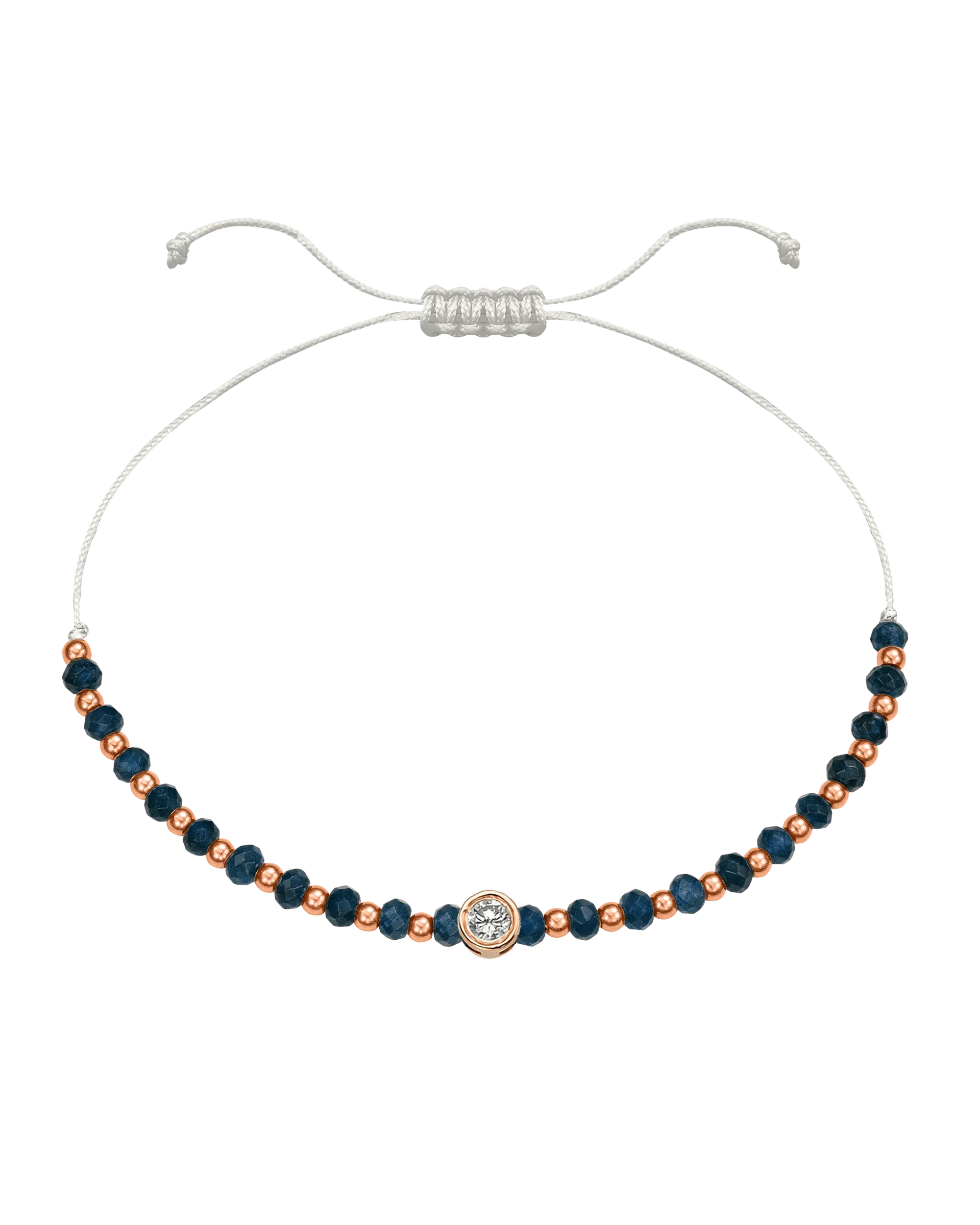 Lapis Gemstone String of Love Bracelet for Wisdom - 14K Rose Gold